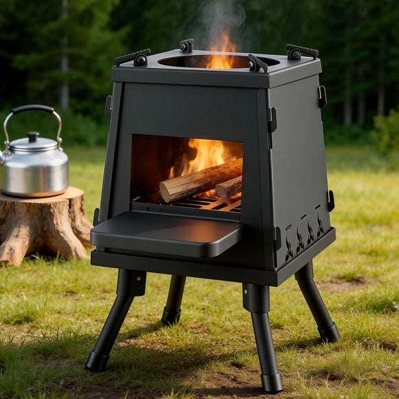 Grillz Fire Pit BBQ Portable Outdoor Fireplace Metal Camping Stove for Boiling Water, BBQ, Picnics - RnR Galore