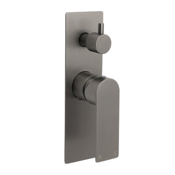 Gun Metal Grey Square Wall Mounted Shower Mixer Diverter 2 Ways Switch Valve Set - RnR Galore