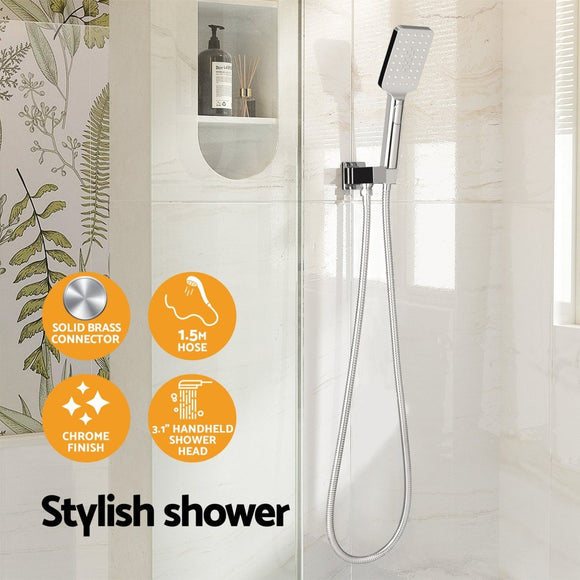 Handheld Shower Head Holder 3.1'' High Pressure Silver - RnR Galore
