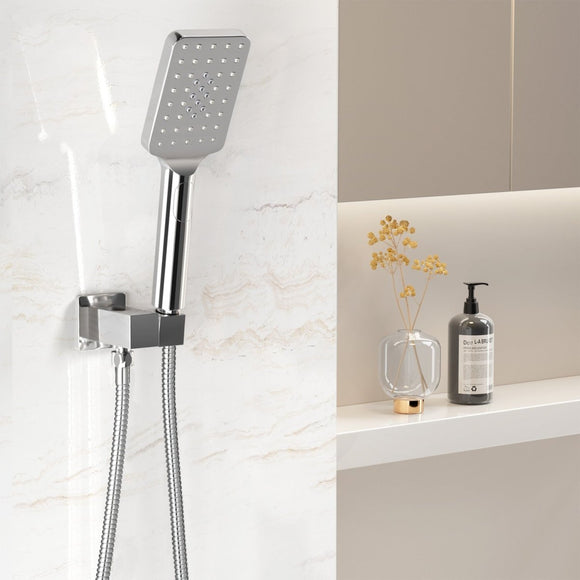 Handheld Shower Head Holder 3.1'' High Pressure Silver - RnR Galore