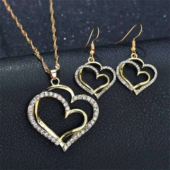 Heart Shaped Rhinestone Jewelry Set for Women - RnR Galore