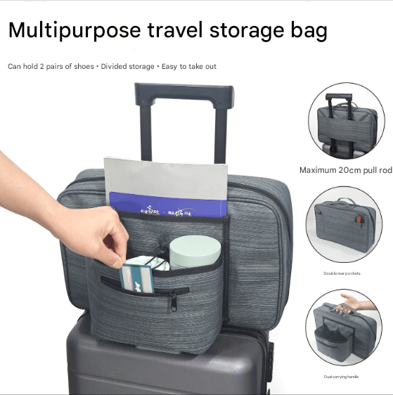 Heather Grey Versatile Travel Organizer Bag with Luggage Sleeve - Portable Carry - On for Laptop, Shoes & Accessories - RnR Galore