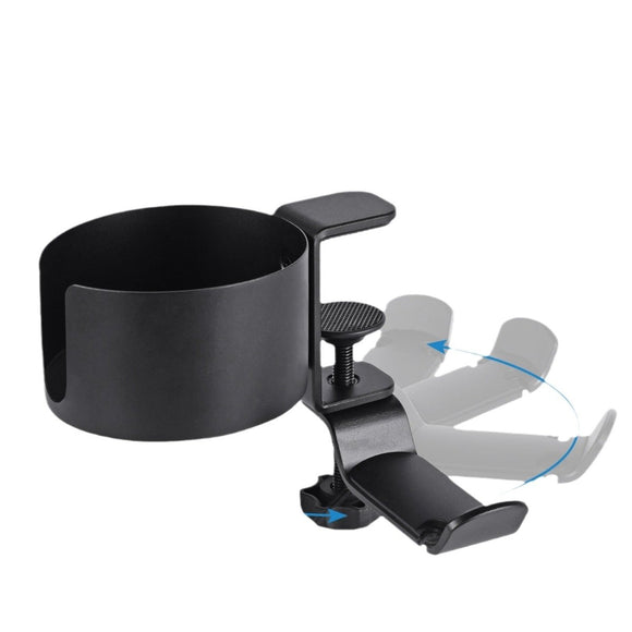 Heavy - Duty All - Metal Desk Clamp with 360 - Degree Swivel Headphone Hanger & Cup Holder(black) - RnR Galore
