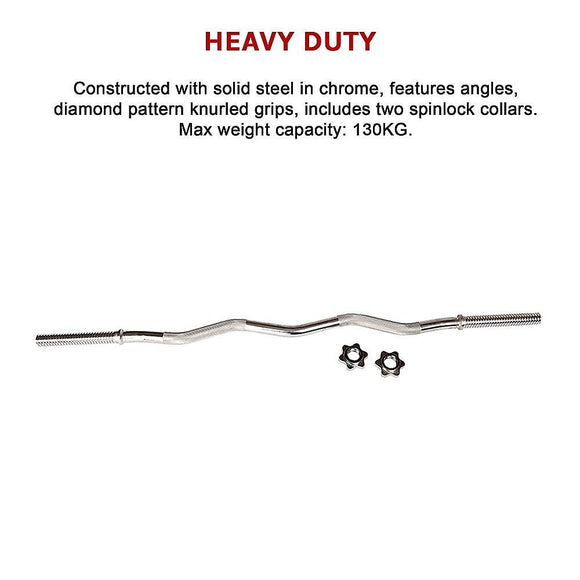 Heavy Duty EZ Curl Barbell – Weightlifting Bar with Spinlock Collars for Gym Training - RnR Galore