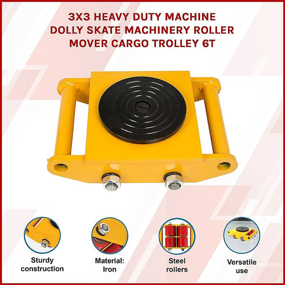 Heavy Duty Machine Dolly Skate Machinery Roller Mover Cargo Trolley 6T - RnR Galore