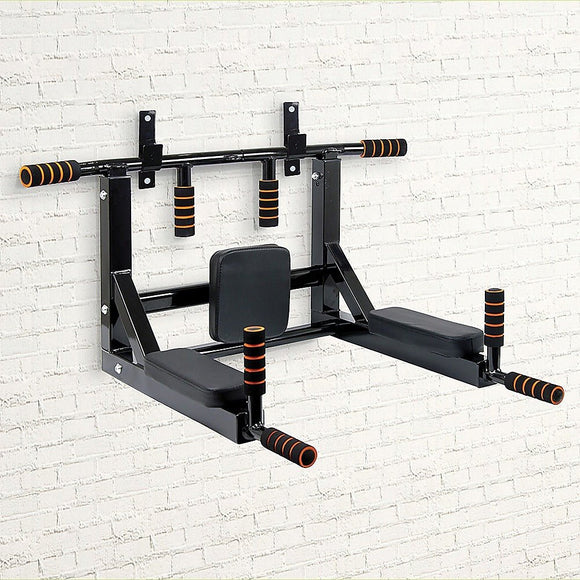 Heavy Duty Wall Mounted Power Station Pull Up Dip Knee Raise Bar - RnR Galore