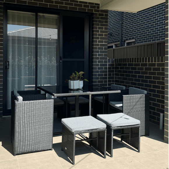 Horrocks 8 Seater Outdoor Dining Set - Black - RnR Galore
