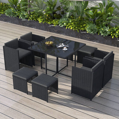 Horrocks 8 Seater Outdoor Dining Set - Black - RnR Galore