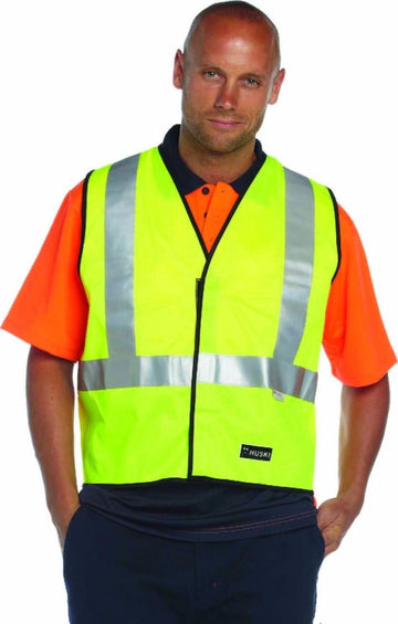 HUSKI Hi Vis Patrol Vest 3M Reflective Tape Safety Workwear High Visibility - Yellow - L - RnR Galore