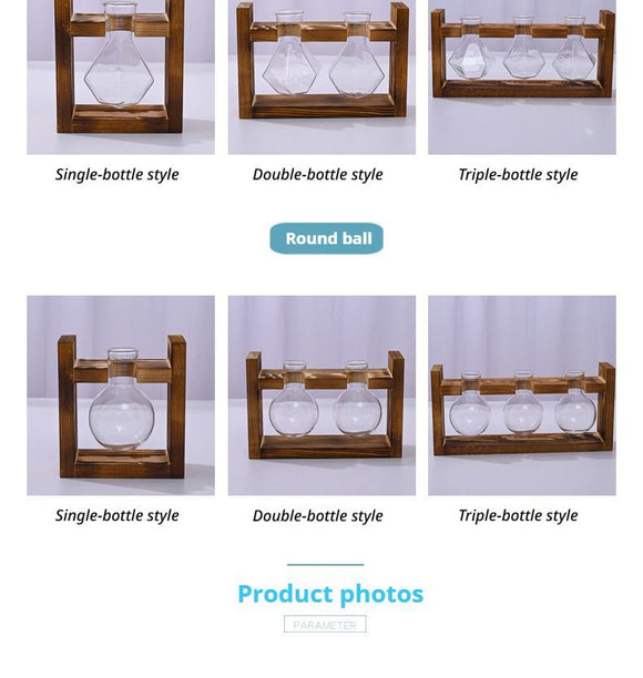 HydroponicWoodenFramewithSnap - On - Heart - ShapedTripleBottle - RnR Galore