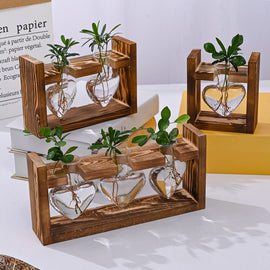 HydroponicWoodenFramewithSnap - On - Heart - ShapedTripleBottle - RnR Galore