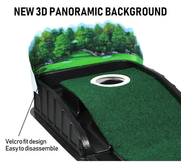 Indoor Golf Putting Mat with Automatic Ball Return System 2.6m Practice Green with Alignment Guides for Home and Office Training - RnR Galore