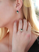 Infinity Love Heart Birthstone Earrings for Women, Crystal Stud Earrings with Healing Stones, Allergy - Free Jewelry for Women with Gift Box, Silver - tone Birthstone Crystals Earrings - 05 - May Birthstone - Emerald Green - RnR Galore
