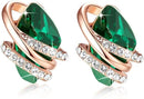 Infinity Love Heart Birthstone Earrings for Women, Crystal Stud Earrings with Healing Stones, Allergy - Free Jewelry for Women with Gift Box, Silver - tone Birthstone Crystals Earrings - 05 - May Birthstone - Emerald Green - RnR Galore