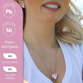 Infinity Love Heart Necklace, Birthstone Necklace for Women, Jewelry for Women with Healing Crystals, Allergy Free Pendant Necklace - 10a - October - Rose Quartz Pink - RnR Galore