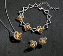 Infinity Love Heart Necklace, Birthstone Necklace for Women, Jewelry for Women with Healing Crystals, Allergy Free Pendant Necklace - 11a - November - Amber Brown - RnR Galore