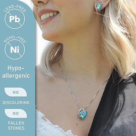 Infinity Love Heart Necklace, Birthstone Necklace for Women, Jewelry for Women with Healing Crystals, Allergy Free Pendant Necklace - 12a - December - Aquamarine Blue - RnR Galore