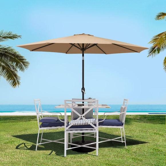 Instahut 2.7m Outdoor Umbrella Pole Stand Garden Sun Beige - RnR Galore