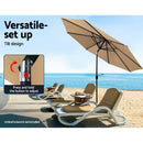 Instahut 3m Outdoor Umbrella Beach Pole Garden Patio Tilt Beige - RnR Galore