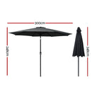Instahut 3m Outdoor Umbrella Beach Pole Garden Patio Tilt Black - RnR Galore