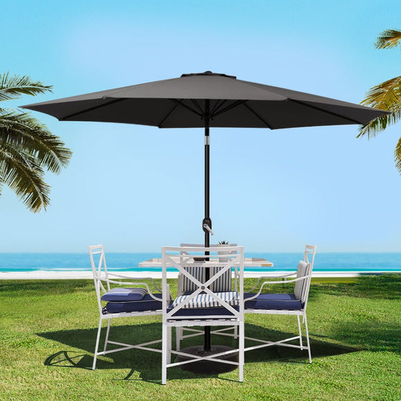 Instahut 3m Outdoor Umbrella Beach Pole Garden Patio Tilt Black - RnR Galore