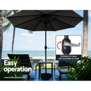 Instahut 3m Outdoor Umbrella Beach Pole Garden Patio Tilt Black - RnR Galore