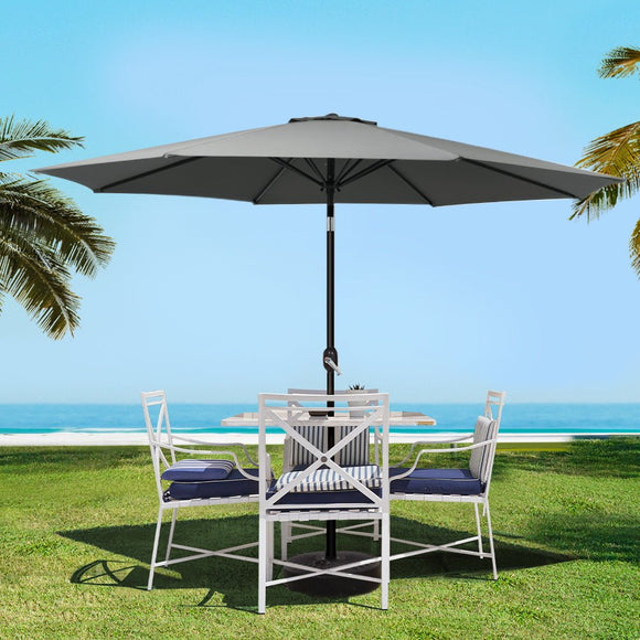 Instahut 3m Outdoor Umbrella Beach Pole Garden Patio Tilt Charcoal - RnR Galore