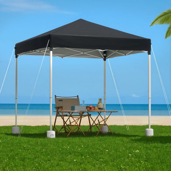Instahut Gazebo 2x2m Outdoor Patio Garden Marquee Shade w/ Base Pods Black - RnR Galore