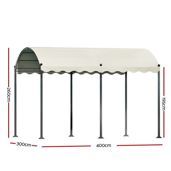 Instahut Gazebo Marquee 4x3m Outdoor Event Wedding Tent Camping Party Shade Iron Art Canopy Beige - RnR Galore