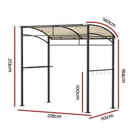 Instahut Gazebo Outdoor BBQ Grill Patio Garden Marquee Shade Shelter Shelf Hooks Beige - RnR Galore