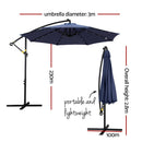 Instahut Outdoor Umbrella 3M Cantilever Beach LED Umbrellas Garden Shade Patio - RnR Galore