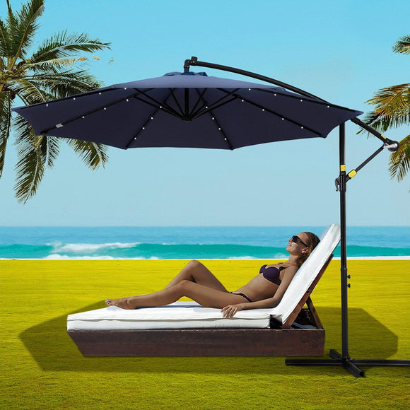 Instahut Outdoor Umbrella 3M Cantilever Beach LED Umbrellas Garden Shade Patio - RnR Galore