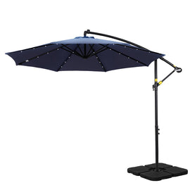 Instahut Outdoor Umbrella 3M Cantilever Beach LED w/Base Garden Shade Patio Navy - RnR Galore