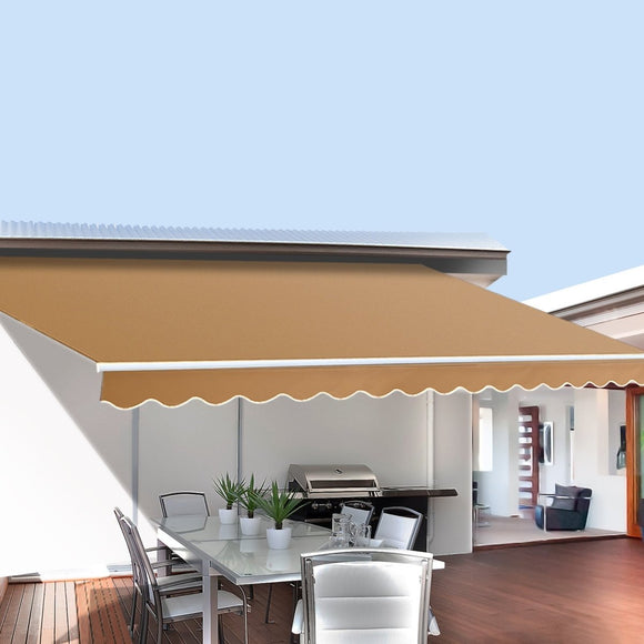 Instahut Retractable Folding Arm Awning Manual Sunshade 2.5Mx2M Beige - RnR Galore