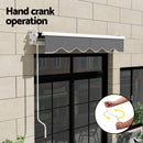 Instahut Retractable Folding Arm Awning Manual Sunshade 2Mx1.5M Grey - RnR Galore