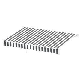 Instahut Retractable Folding Arm Awning Manual Sunshade 3Mx2.5M Grey White - RnR Galore