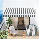 Instahut Retractable Folding Arm Awning Manual Sunshade 3Mx2.5M Grey White - RnR Galore