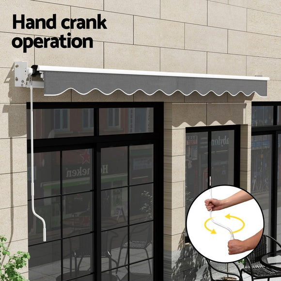 Instahut Retractable Folding Arm Awning Manual Sunshade 4.5Mx2.5M Grey - RnR Galore