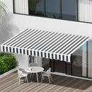 Instahut Retractable Folding Arm Awning Manual Sunshade 4Mx3M Grey White - RnR Galore