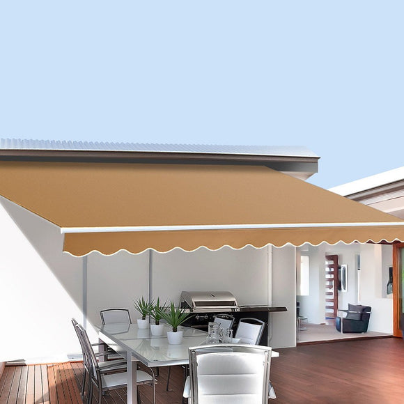 Instahut Retractable Folding Arm Awning Motorised Remoter Sunshade 2.5Mx2M Beige - RnR Galore