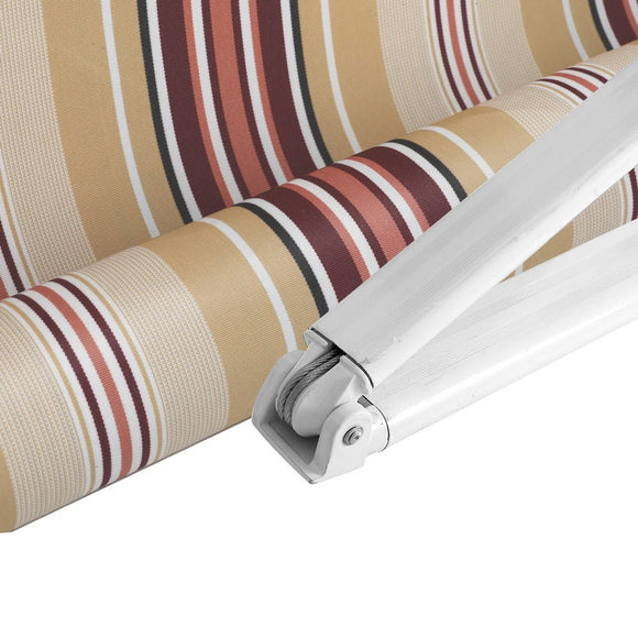 Instahut Retractable Folding Arm Awning Motorised Sunshade 3Mx2.5M Beige Brown - RnR Galore