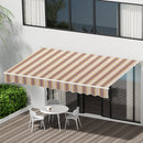 Instahut Retractable Folding Arm Awning Motorised Sunshade 3Mx2.5M Beige Brown - RnR Galore