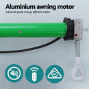 Instahut Retractable Folding Arm Awning Motorised Sunshade 3Mx2.5M Green White - RnR Galore