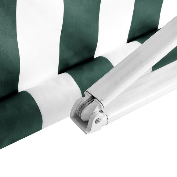 Instahut Retractable Folding Arm Awning Motorised Sunshade 3Mx2.5M Green White - RnR Galore