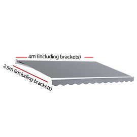 Instahut Retractable Folding Arm Awning Motorised Sunshade 4Mx2.5M Pearl Grey - RnR Galore
