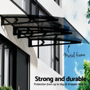 Instahut Window Door Awning Canopy 1mx2m Grey Solid Sheet Metal Frame - RnR Galore