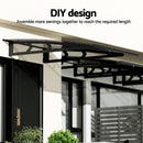 Instahut Window Door Awning Canopy 1mx2m Grey Solid Sheet Metal Frame - RnR Galore