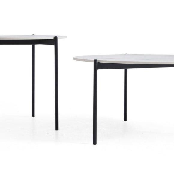 Interior Ave - Bianco Nested Coffee Table Set - White Marble Stone - RnR Galore