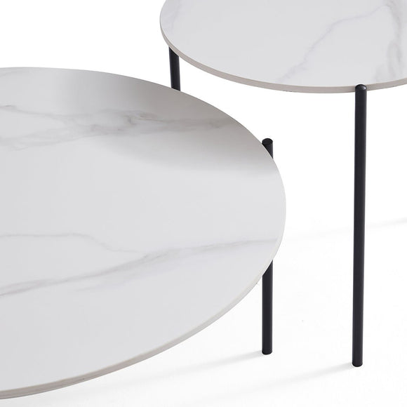 Interior Ave - Bianco Nested Coffee Table Set - White Marble Stone - RnR Galore