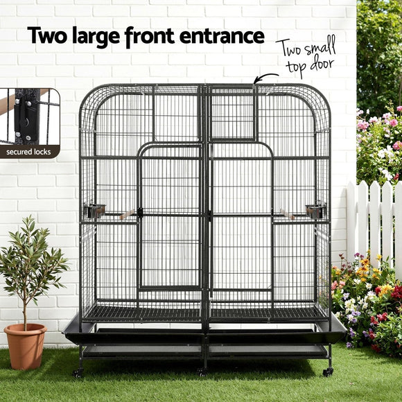 i.Pet Bird Cage Extra Large Aviary 185cm Pet Parrot Cage Castor Wheel Removable Divider - RnR Galore